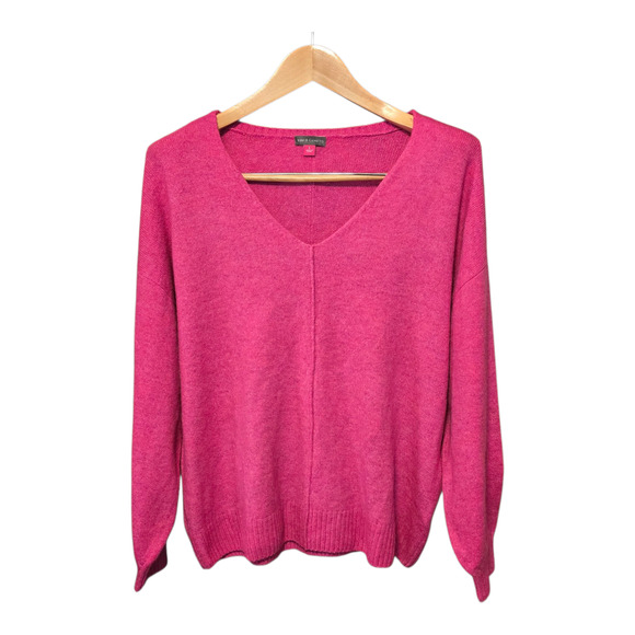 Vince Camuto Womens Paradox Sweater Size Large Pink Lightweight V-Neck Classic - Picture 1 of 11